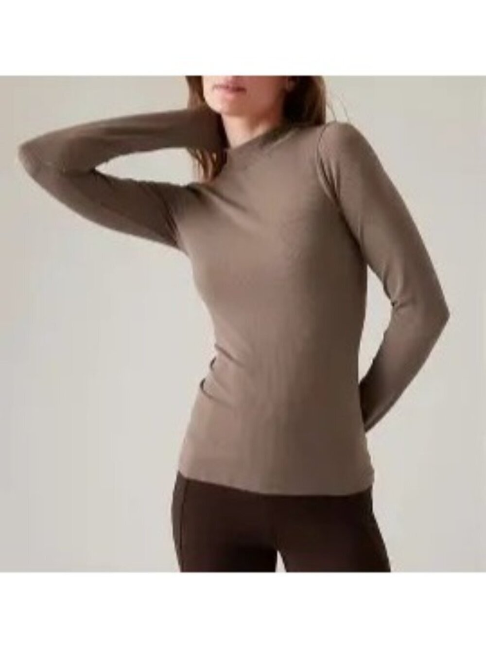 NWT Athleta Renew Seamless Mock Neck Top Brown XL
